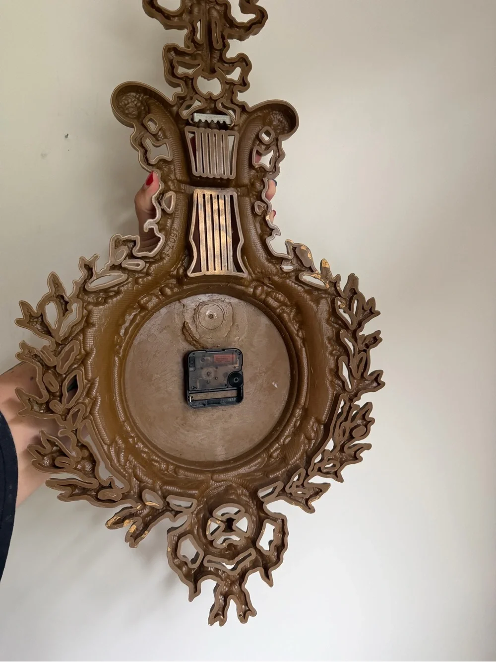 Vtg Hollywood Regency Ornate Clock Gold Burwood Syroco Plastic (not Tested )